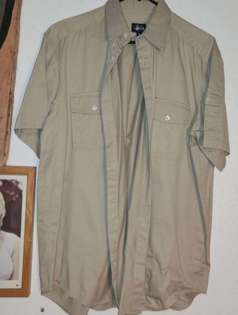 Stussy Short-Sleeve Shirt Jacket in Khaki